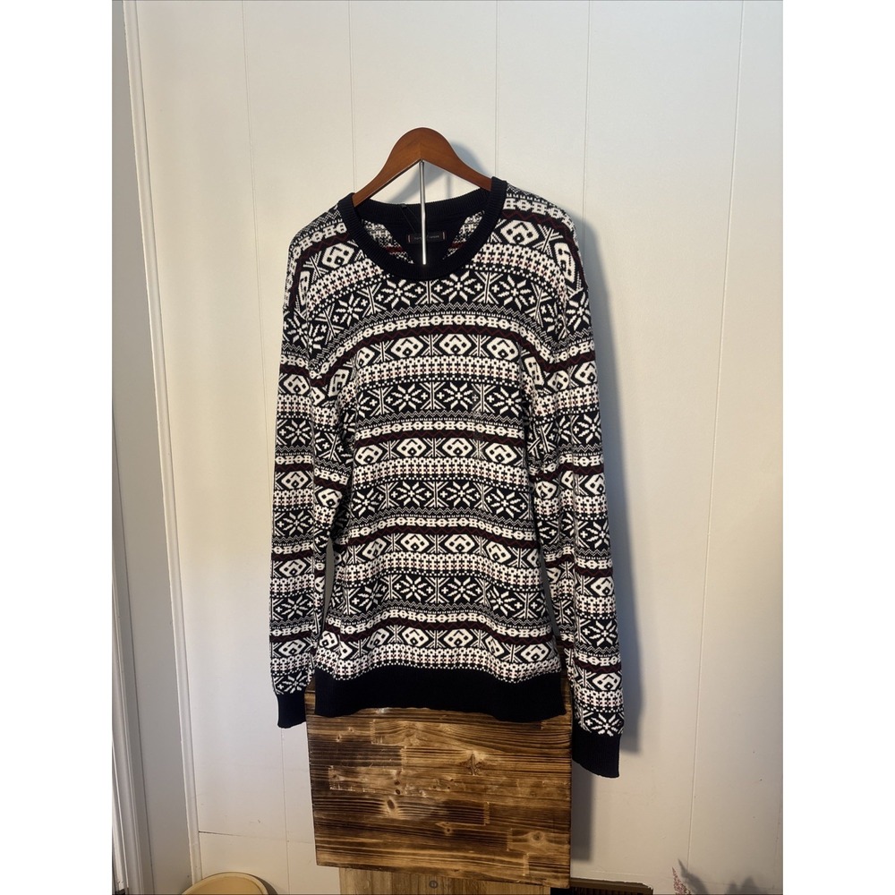 Tommy Hilfiger Fair Isle Sweater Men's Sz XXLarge Winter Knit Navy Holidays New
